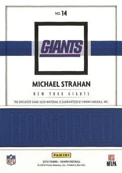 2018 Panini - Honored Swatches #14 Michael Strahan Back