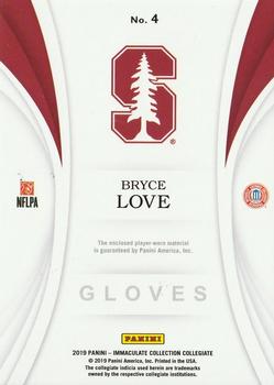 2019 Panini Immaculate Collection Collegiate - Immaculate Gloves Prime #4 Bryce Love Back