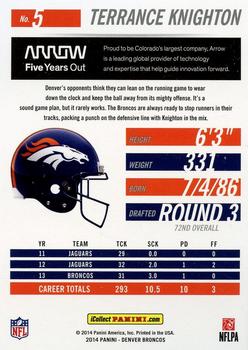 2014 Score Denver Broncos #5 Terrance Knighton Back
