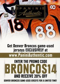 2014 Score Denver Broncos #NNO Coupon Card Front