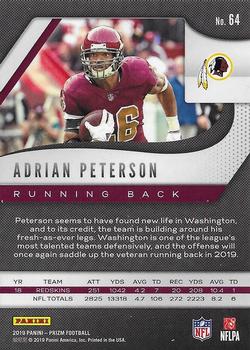 2019 Panini Prizm #64 Adrian Peterson Back