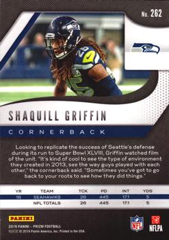 2019 Panini Prizm #262 Shaquill Griffin Back
