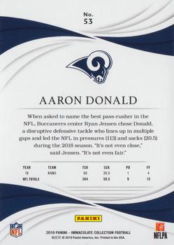 2019 Panini Immaculate Collection #53 Aaron Donald Back