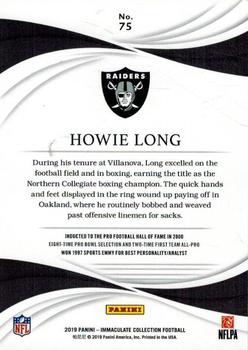 2019 Panini Immaculate Collection #75 Howie Long Back