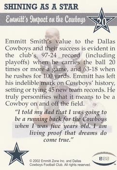 2002 Emmitt's Run With History #20 Emmitt Smith Back