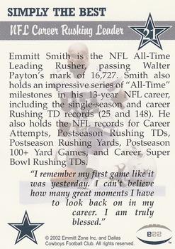 2002 Emmitt's Run With History #21 Emmitt Smith Back