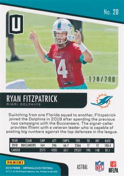 2019 Panini Unparalleled - Astral #20 Ryan Fitzpatrick Back