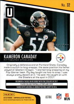2019 Panini Unparalleled - Astral #32 Kameron Canaday Back
