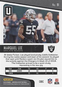 2019 Panini Unparalleled - Cubic #81 Marquel Lee Back