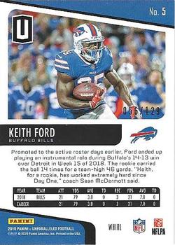 2019 Panini Unparalleled - Whirl #5 Keith Ford Back