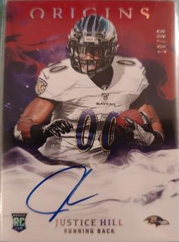 2019 Panini Origins - Rookie Autographs Red #RA-JH Justice Hill Front