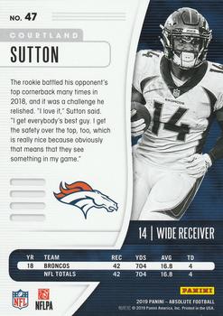 2019 Panini Absolute - Blue #47 Courtland Sutton Back