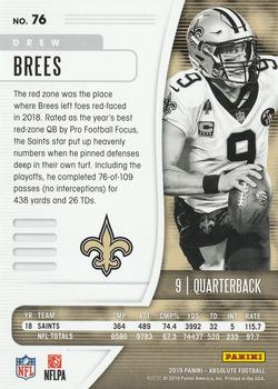 2019 Panini Absolute - Blue #76 Drew Brees Back
