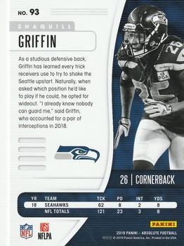 2019 Panini Absolute - Blue #93 Shaquill Griffin Back