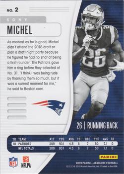 2019 Panini Absolute - Gold Stars #2 Sony Michel Back