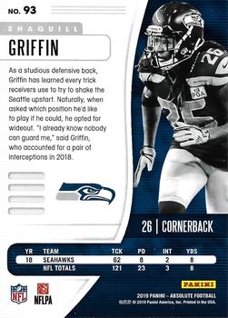 2019 Panini Absolute - Green #93 Shaquill Griffin Back