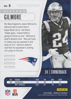 2019 Panini Absolute - Red Squares #3 Stephon Gilmore Back