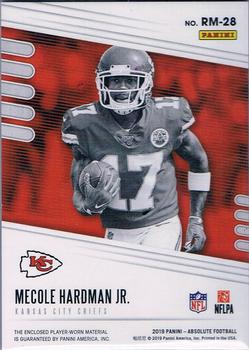 2019 Panini Absolute - Absolute Rookie Materials #RM-28 Mecole Hardman Jr. Back