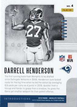 2019 Panini Absolute - Introductions #4 Darrell Henderson Back