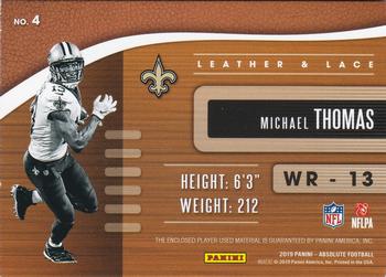 2019 Panini Absolute - Leather and Lace #4 Michael Thomas Back