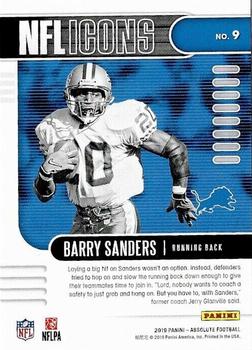 2019 Panini Absolute - NFL Icons #9 Barry Sanders Back