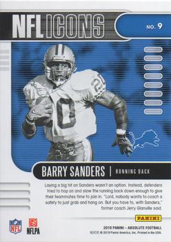 2019 Panini Absolute - NFL Icons Spectrum Green #9 Barry Sanders Back