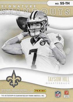 2019 Panini Absolute - Signature Standouts #SS-TH Taysom Hill Back