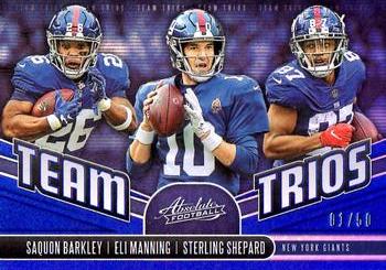 2019 Panini Absolute - Team Trios Spectrum Blue #TT-NY Eli Manning / Saquon Barkley / Sterling Shepard Front