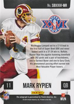 2019 Donruss - Super Bowl Signatures #SBXXVI-MR Mark Rypien Back