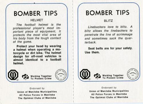 1982 Winnipeg Blue Bombers Police - Panels #NNO John Bonk / John Helton Back