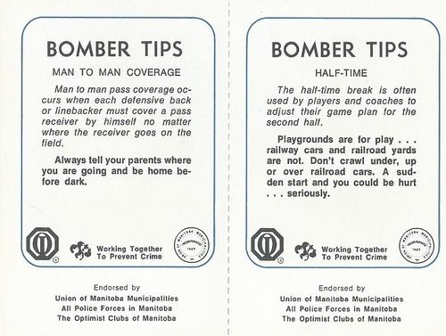 1982 Winnipeg Blue Bombers Police - Panels #NNO Bobby Thompson / Joe Poplawski Back