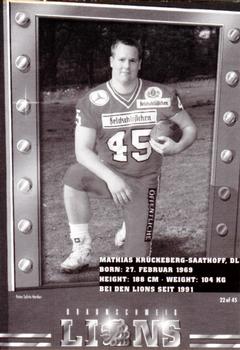 1997 Braunschweig Lions #22 Mathias Krückeberg-Saathoff Back