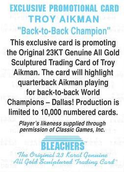 1994 Bleachers 23K Troy Aikman #NNO Troy Aikman Back