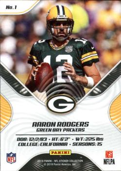 2019 Panini Stickers - Cards #1 Aaron Rodgers Back