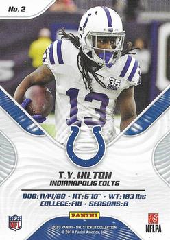 2019 Panini Stickers - Cards #2 T.Y. Hilton Back