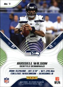 2019 Panini Stickers - Cards #7 Russell Wilson Back