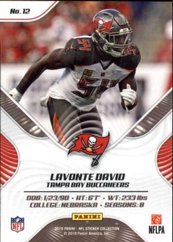 2019 Panini Stickers - Cards #12 Lavonte David Back