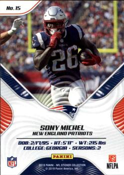 2019 Panini Stickers - Cards #15 Sony Michel Back