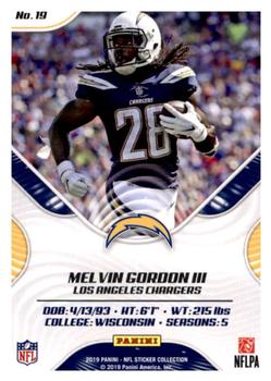 2019 Panini Stickers - Cards #19 Melvin Gordon III Back