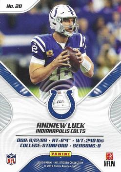 2019 Panini Stickers - Cards #20 Andrew Luck Back