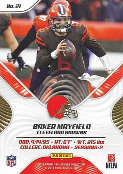 2019 Panini Stickers - Cards #21 Baker Mayfield Back