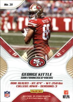 2019 Panini Stickers - Cards #31 George Kittle Back