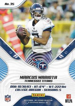 2019 Panini Stickers - Cards #35 Marcus Mariota Back
