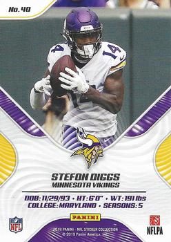 2019 Panini Stickers - Cards #40 Stefon Diggs Back