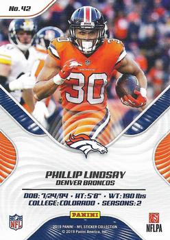 2019 Panini Stickers - Cards #42 Phillip Lindsay Back