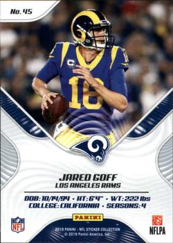 2019 Panini Stickers - Cards #45 Jared Goff Back