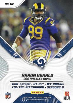 2019 Panini Stickers - Cards #62 Aaron Donald Back