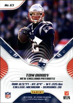 2019 Panini Stickers - Cards #63 Tom Brady Back