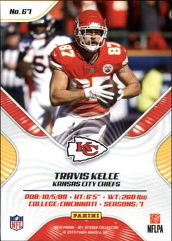 2019 Panini Stickers - Cards #67 Travis Kelce Back
