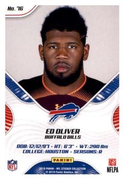 2019 Panini Stickers - Cards #76 Ed Oliver Back